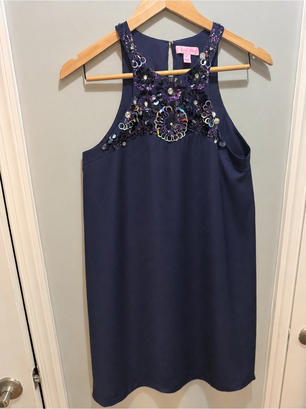 Lilly Pulitzer Chelsea Navy Embellished Sleeveless Mini Dress Small